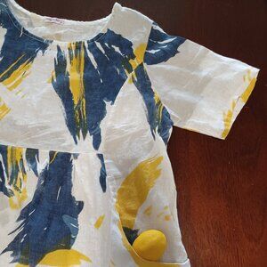 Caterina Ricci Size 1X Women’s 100% Linen Made in Italy Modern Artsy Dress